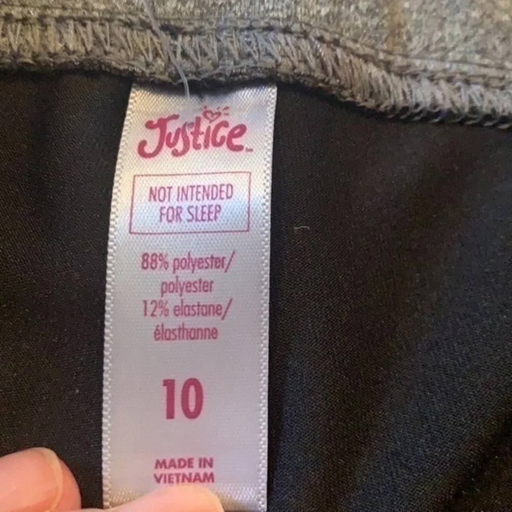 Justice Crop Cropped Athletic Pants Girls Size 10 Logo Black & Gray